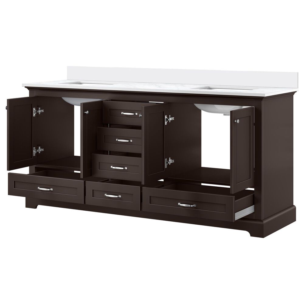 Lexora Home Dukes 72&quot; Double Bathroom Vanity in Espresso with 2 cm White Cultured Marble Top and Rectangular Sinks, , large