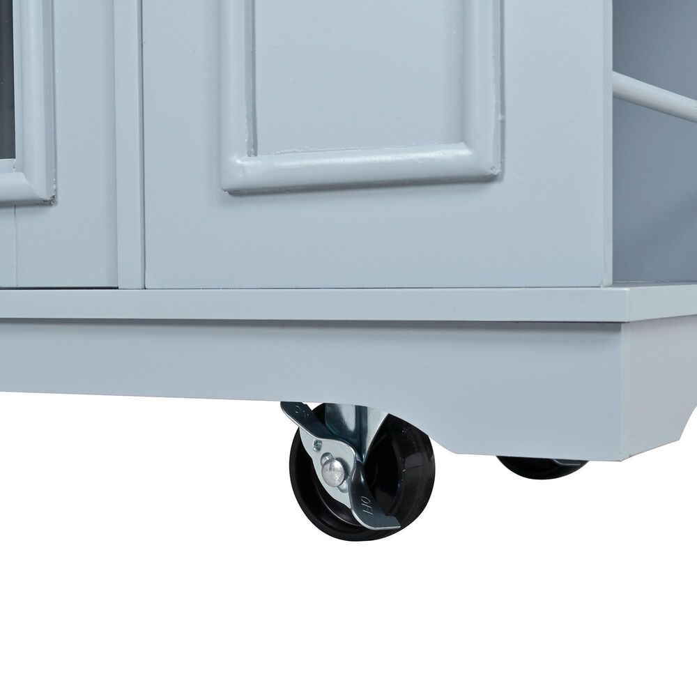 HOMLUX 54" Mobile Kitchen Island with Glass Door Storage in Grey and Blue, , large