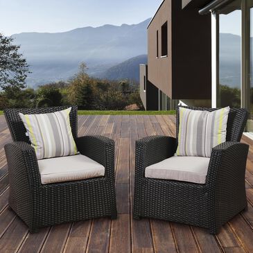 International Home Miami Atlantic Staffordshire Black Wicker Arm Chair with Light Grey Cushions - Set of 2, , large