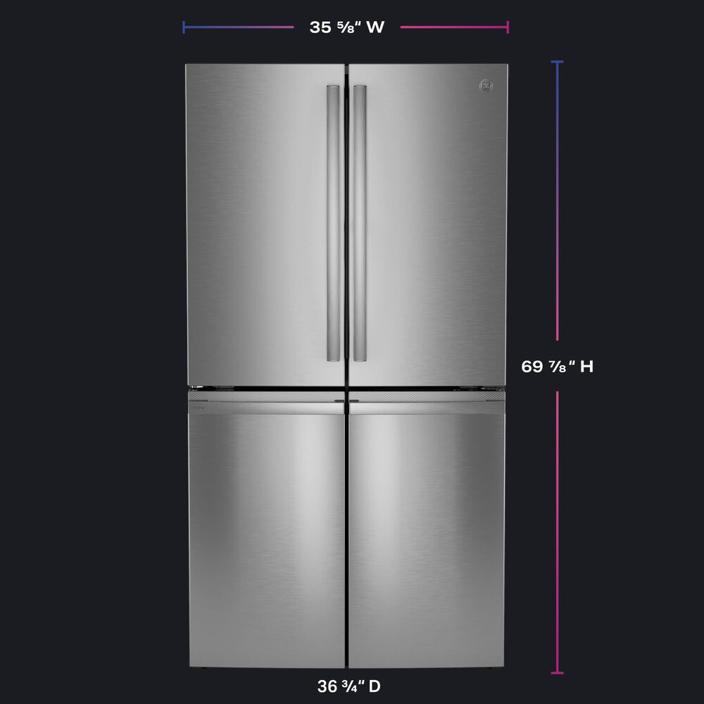 GE Profile 28.3 Cu. Ft. Quad-Door Refrigerator with Dual-Dispense AutoFill Pitcher in Fingerprint Resistant Stainless, , large