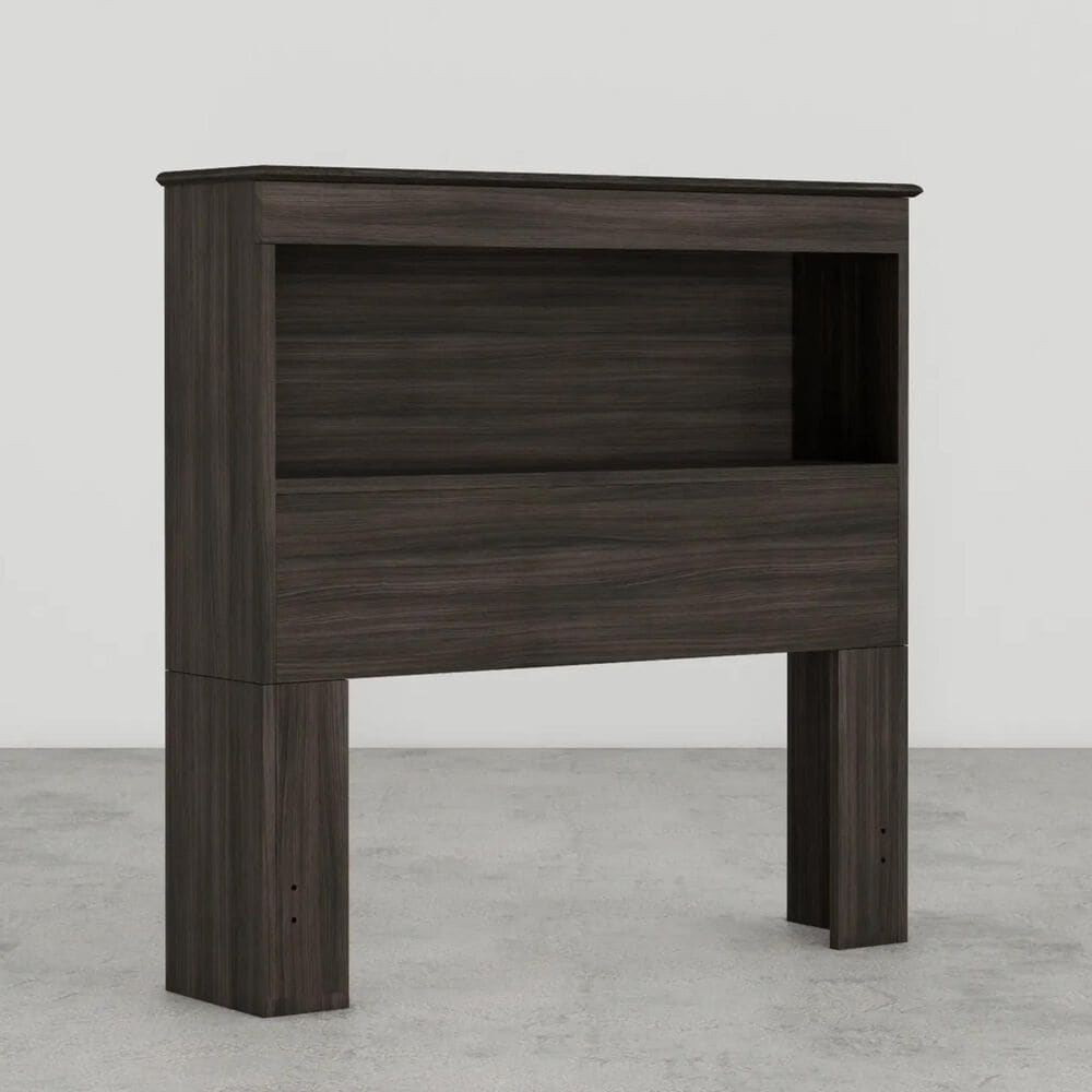 Lemoore Essential Twin Bookcase Headoard in Grey Walnut, , large
