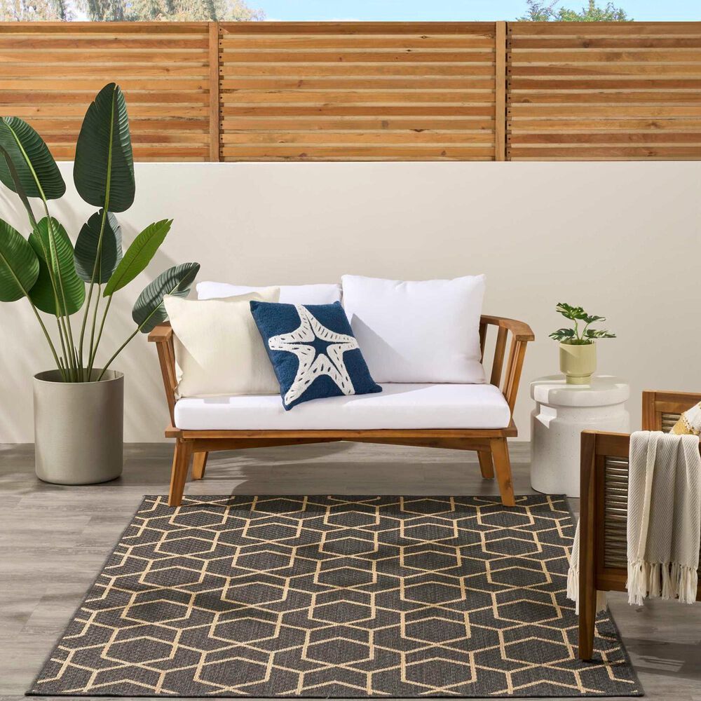 Nourison Horizon HOZ01 Charcoal 8&#39; x 10&#39; Indoor/Outdoor Area Rug, , large
