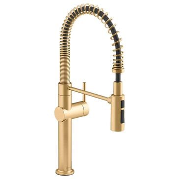 Kohler Crue Semi Professional Pull Down Kitchen Sink Faucet in Moderne Brass, , large