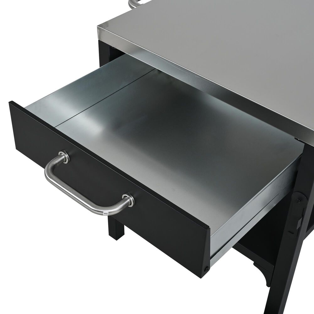 Hearth and Haven Outdoor Foldable Kitchen Cart with Side Table in Black, , large