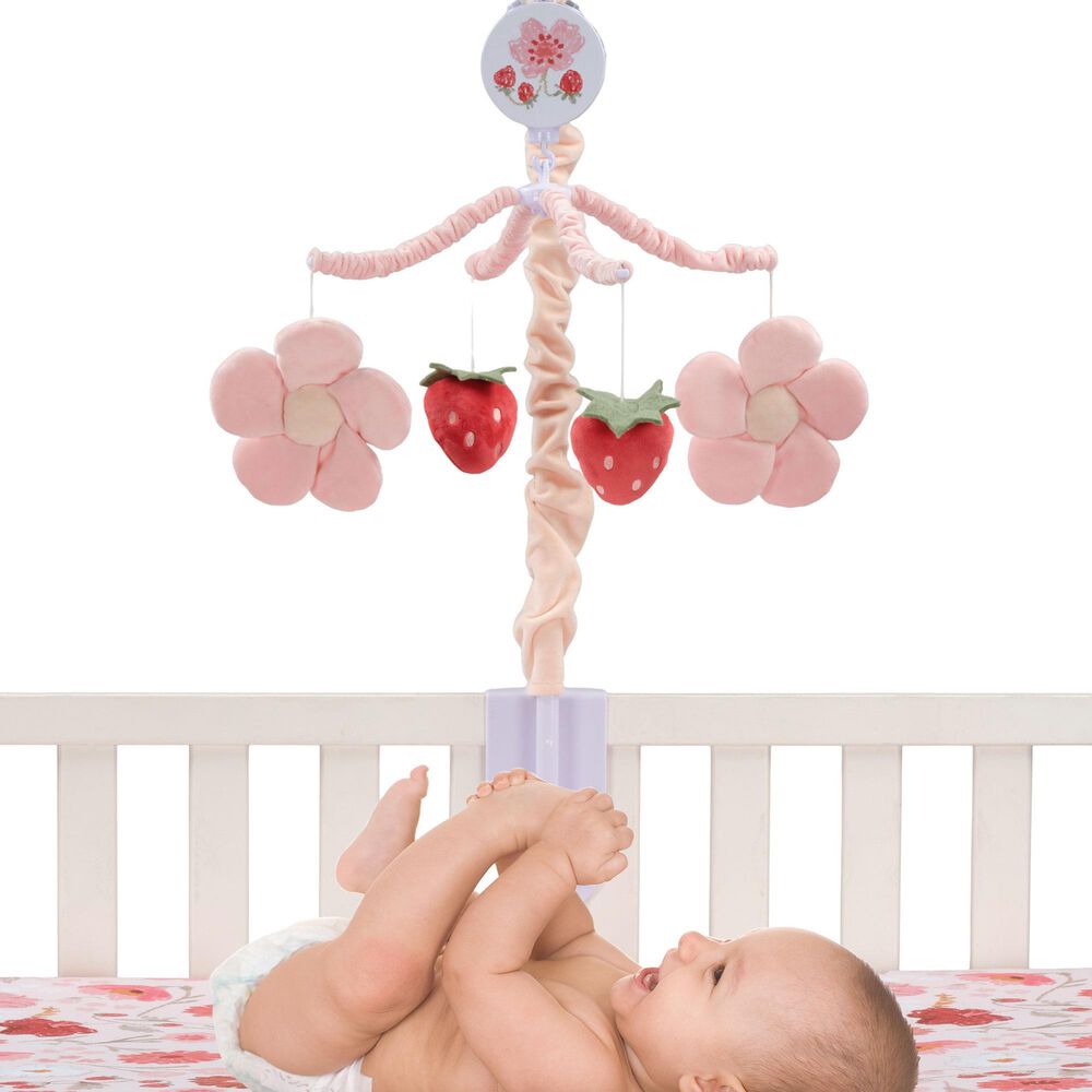 Lambs &amp; Ivy Flower Power Musical Baby Crib Mobile in Pink, , large