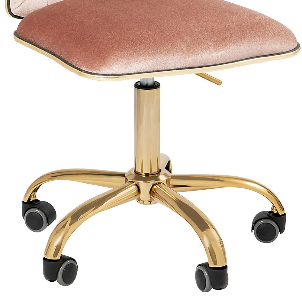 Impressions Vanity Elise Tufted Vanity Chair with Pink Cushion in Gold, , large