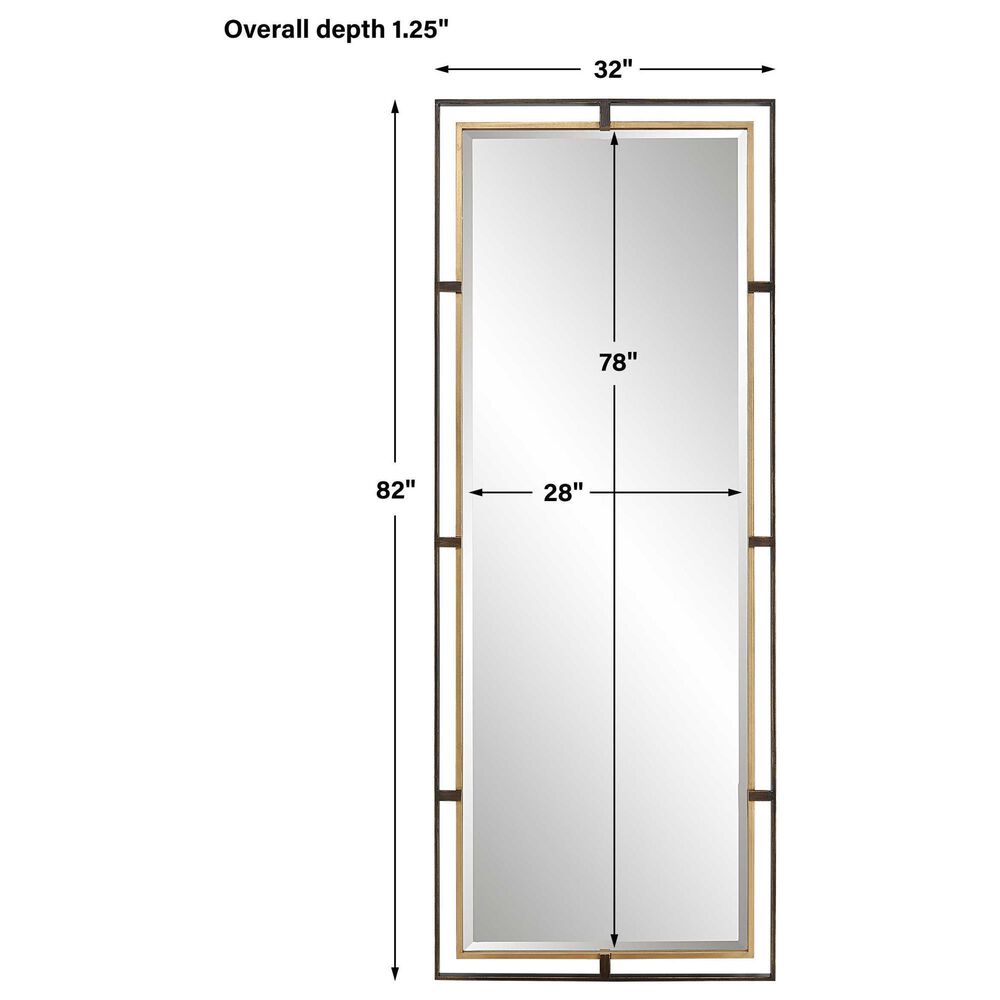 Uttermost Carrizo Rectangular Tall Mirror in Rustic Bronze and Light Antique Gold Leaf, , large