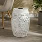 Hearth and Haven Outdoor Side Table with Built-In Solar Battery in White, , large