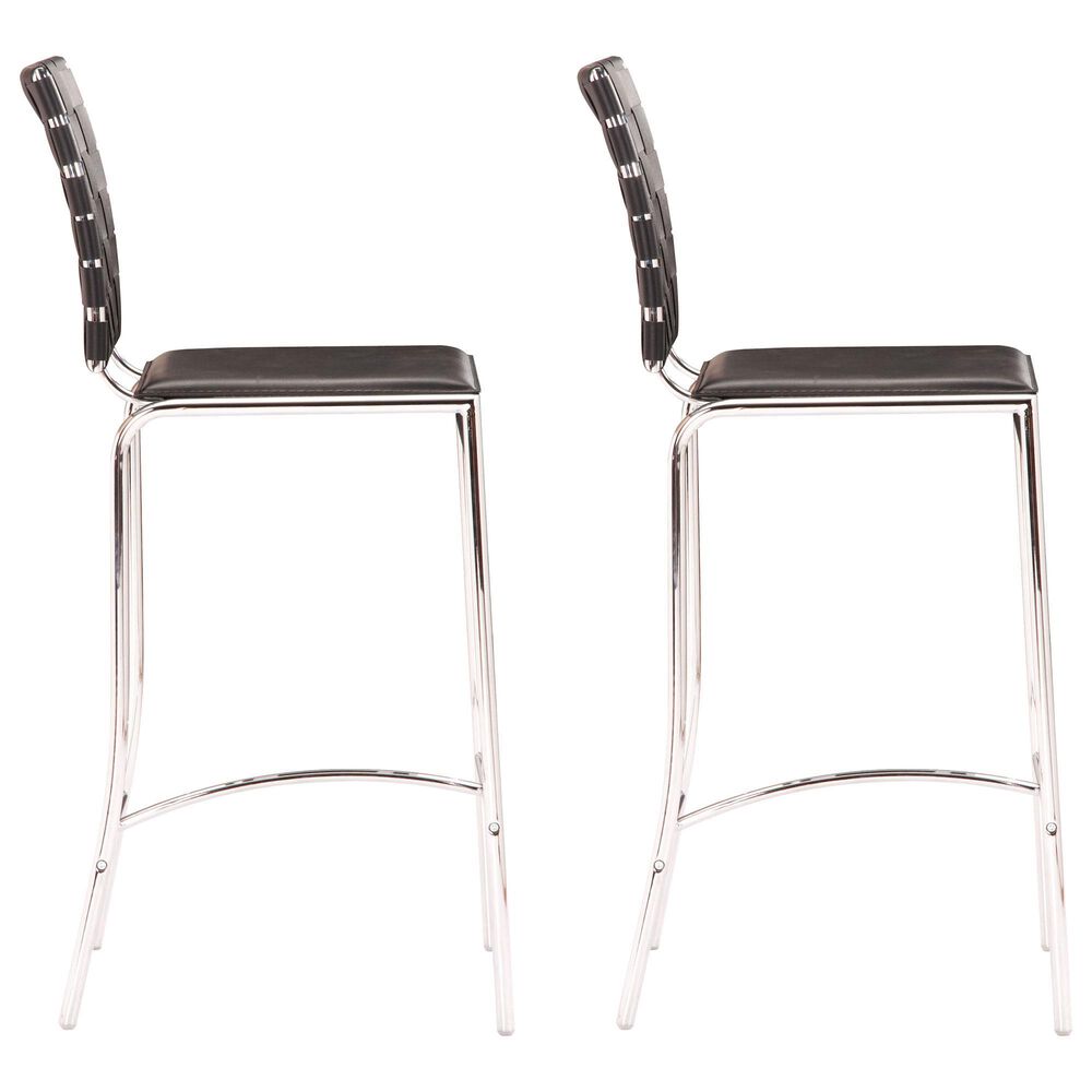 Zuo Modern Criss Cross Counter Stool in Black &#40;Set of 2&#41;, , large