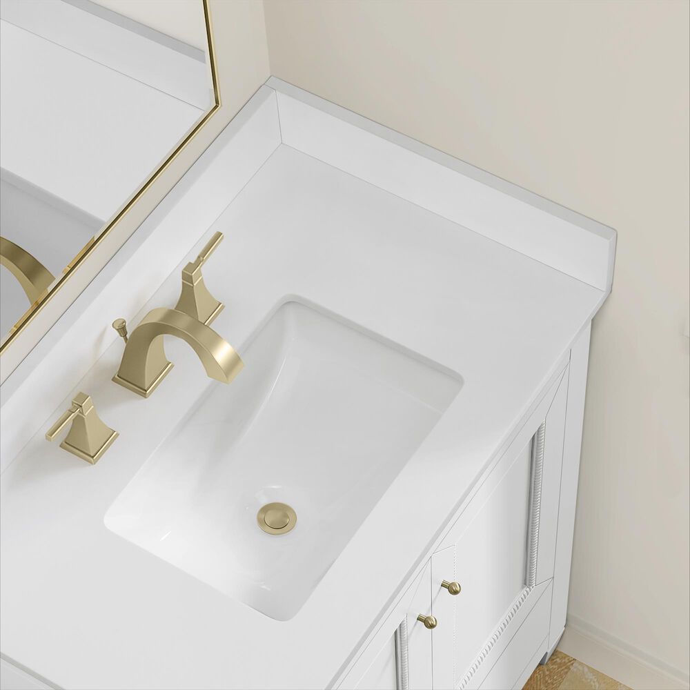 37B Claudine 30" Single Bathroom Vanity in Bright White with Glossy White Composite Stone Top and Backsplash, , large