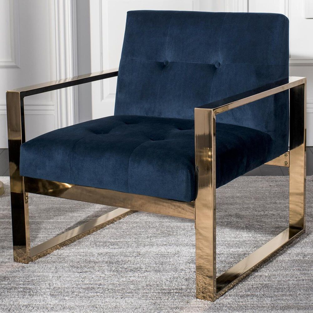 Safavieh Vasco Accent Chair in Navy Velvet, , large