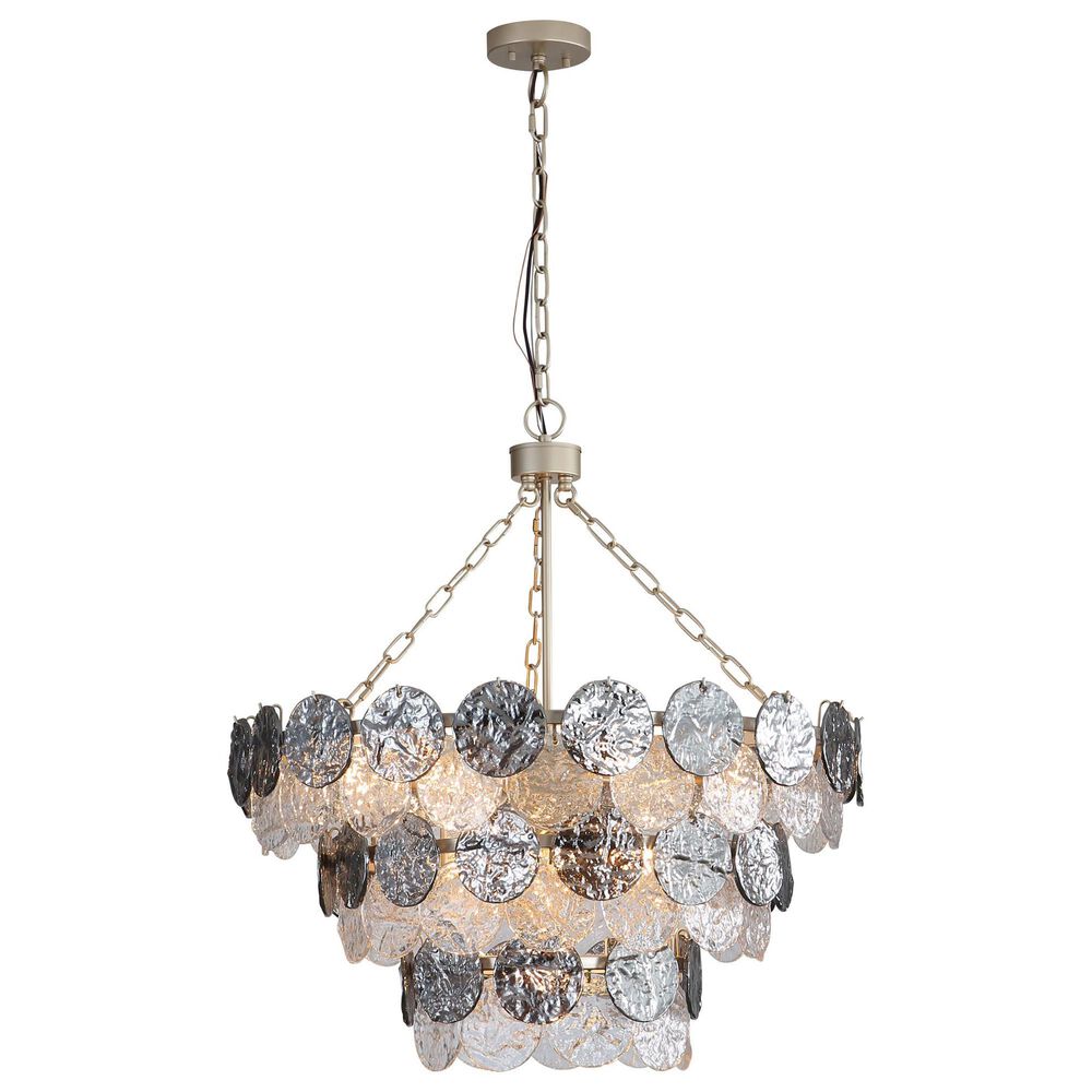 Golden Lighting Cascada 3-Tier 11-Light Pendant with Smoke Plated Glass Shade in Aegean Silver, , large