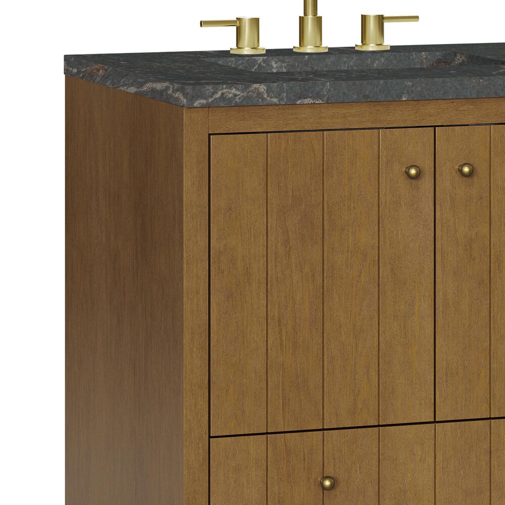 James Martin Hudson 30" Single Bathroom Vanity in Honey Oak with 3 cm Parisien Bleu Silestone Top and Rectangular Sink, , large