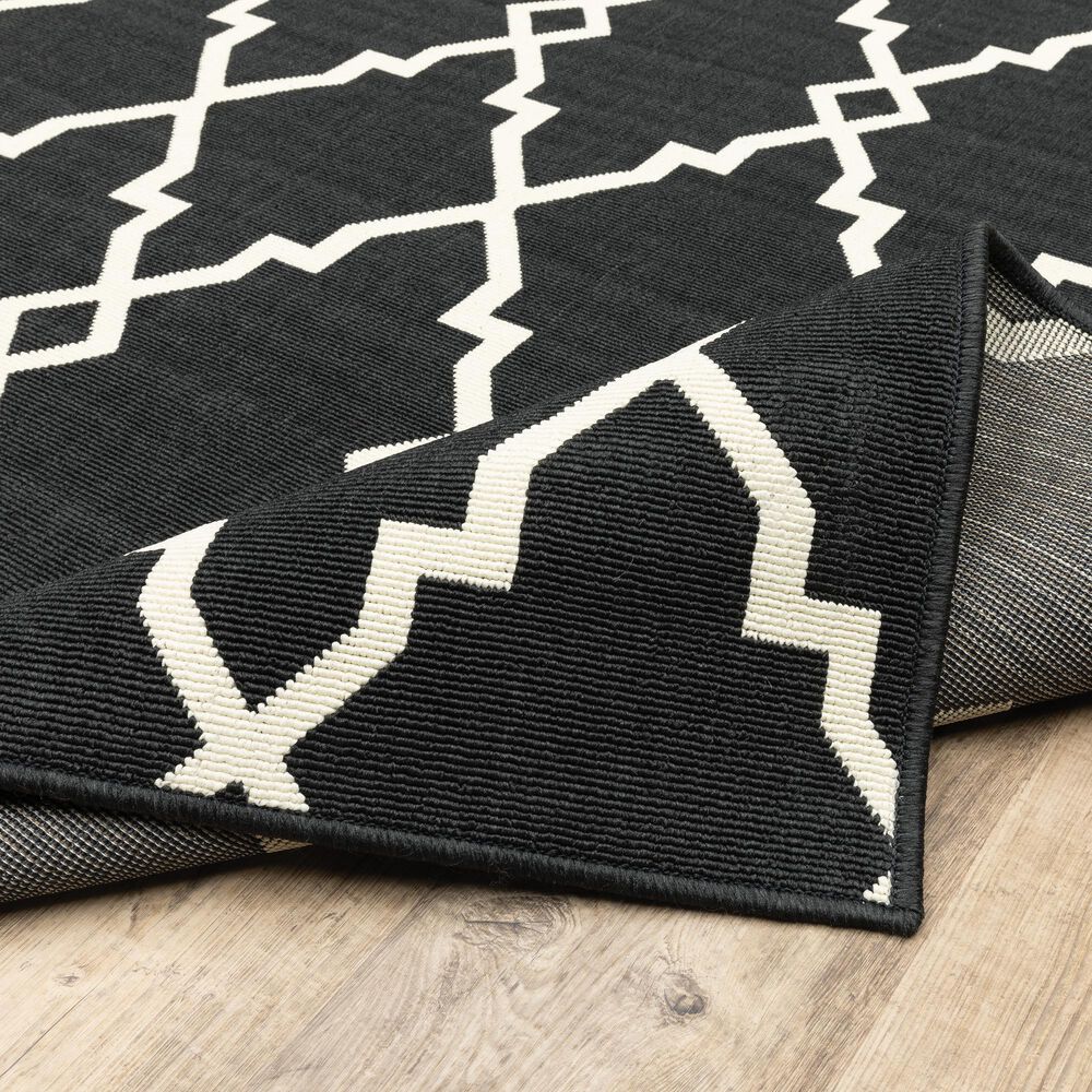 Oriental Weavers Marina 7763K 2&#39;3&quot; x 7&#39;6&quot; Black and Ivory Runner, , large