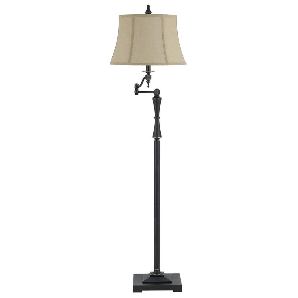 Cal Lighting Madison 150W 3-Way Swing Arm Floor Lamp with Black Shade in Oil Rubbed Bronze, , large