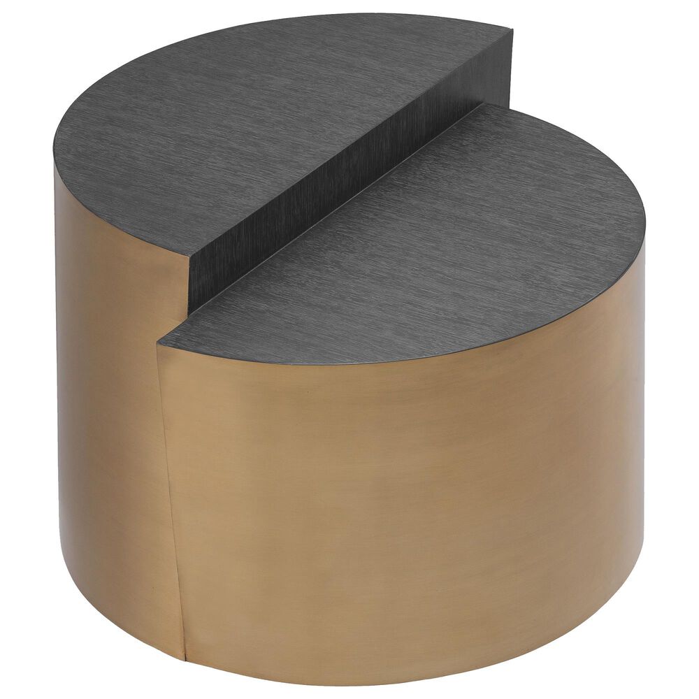 Eichholtz Riviera Side Table in Brushed Brass and Charcoal Grey, , large