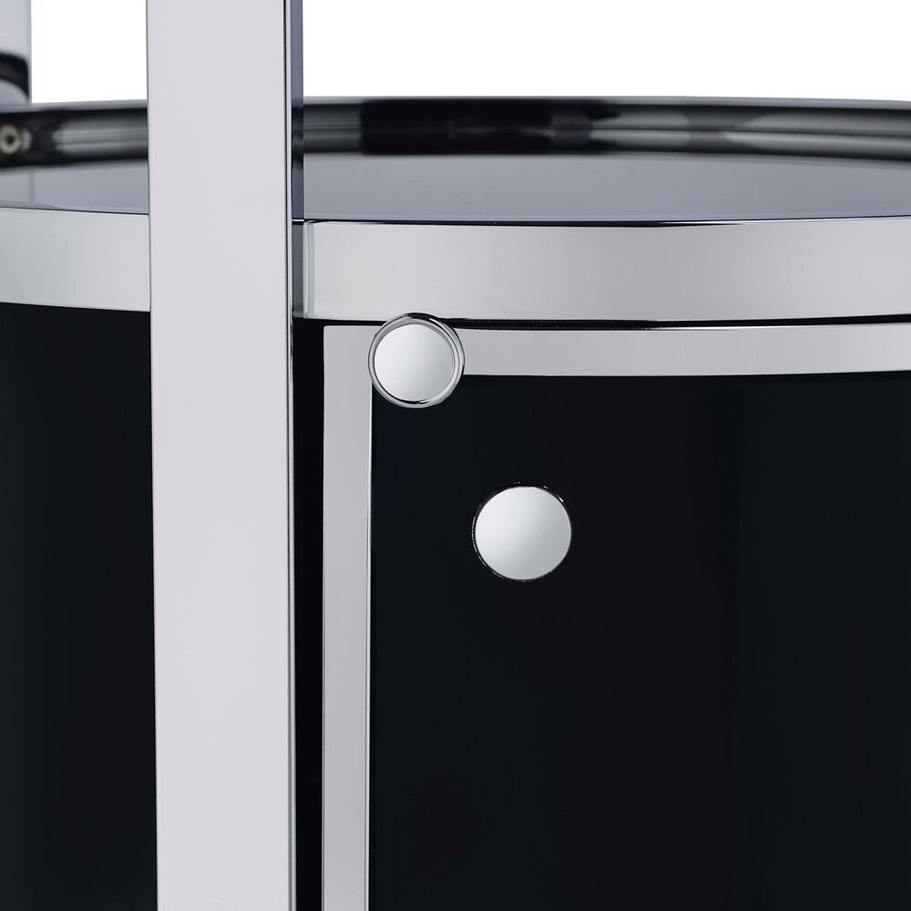 Mayberry Hill Lalia Wine Cabinet in Black and Chrome, , large