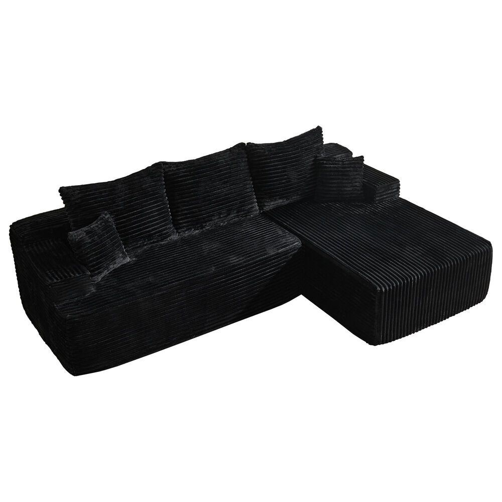 HOMLUX 2-Piece L-Shaped Sectional with Right Facing Chaise in Black, , large