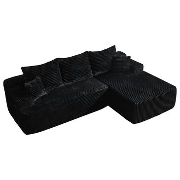 HOMLUX 2-Piece L-Shaped Sectional with Right Facing Chaise in Black, , large