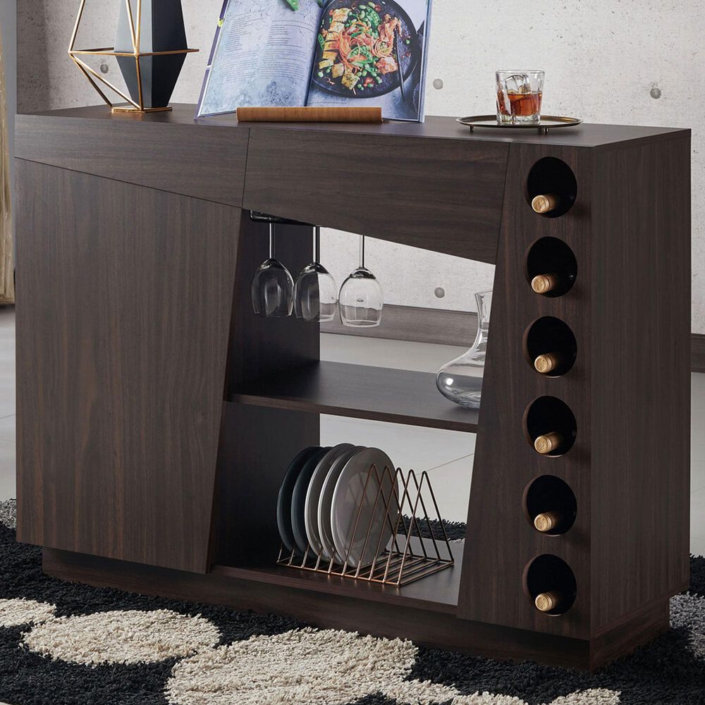 Furniture of America Walker Wine Rack Buffet in Wenge, , large
