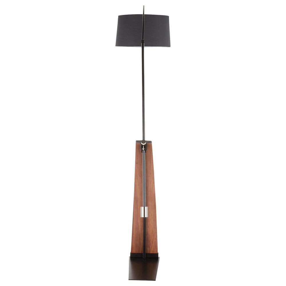 LumiSource Robyn Mid-Century Modern Floor Lamp in Walnut Wood and Black Linen Shade by LumiSource, , large