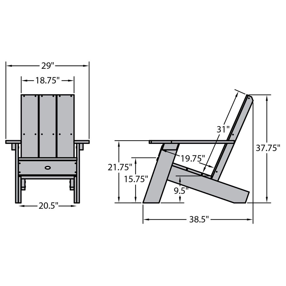 Highwood USA 2 Italica Modern Adirondack Chairs  in Black , , large