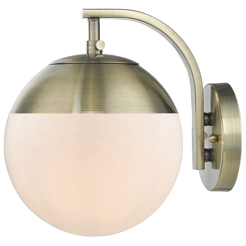 Golden Lighting Dixon Sconce in Aged Brass with Opal Glass and Aged Brass Cap, , large