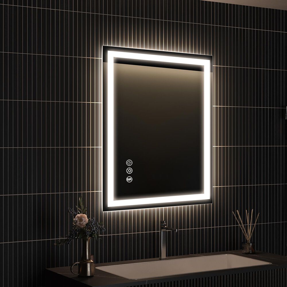 HOMLUX 20" x 28" LED Bathroom Makeup Mirror in Silver, , large