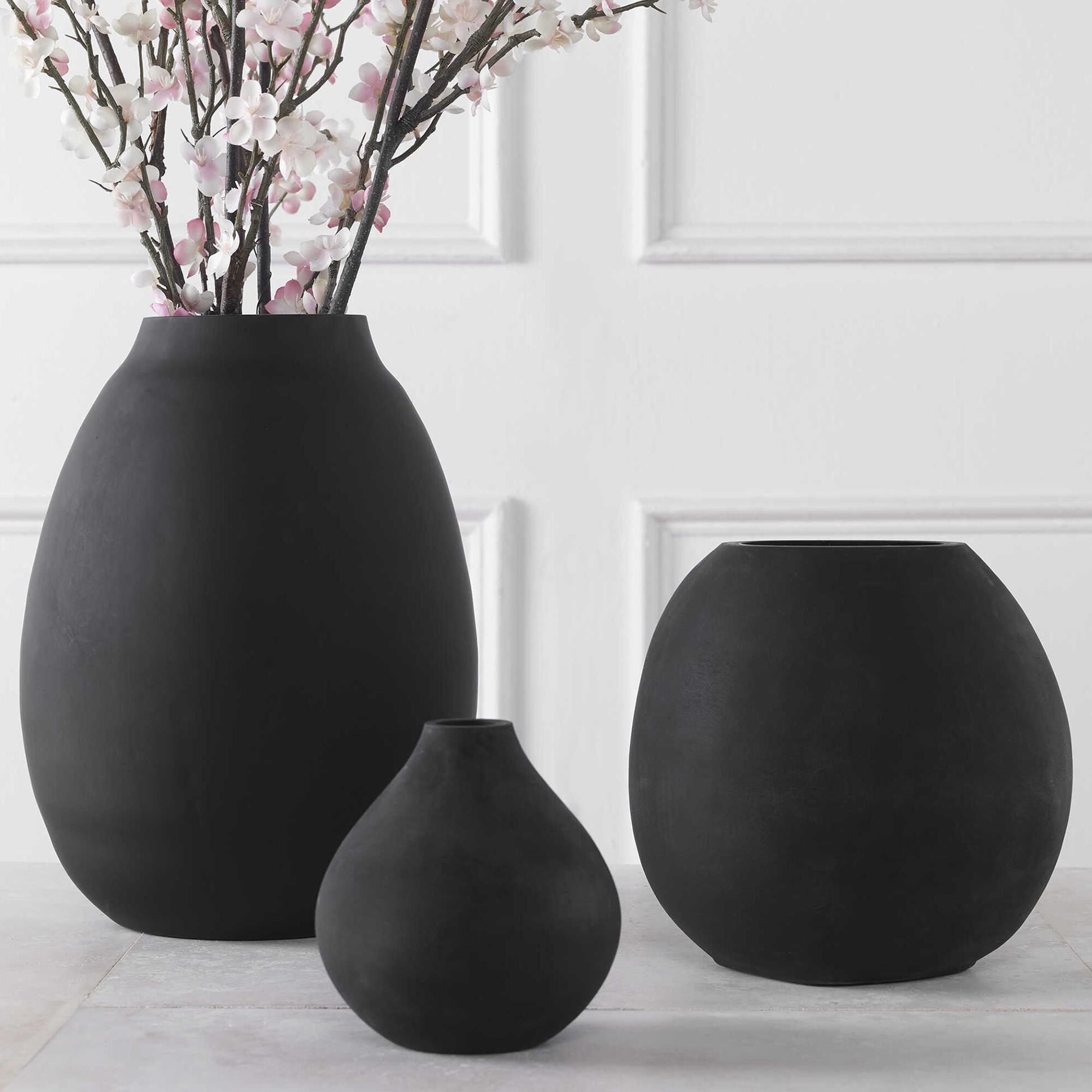 Uttermost Hearth Vase in Black (Set of 3)