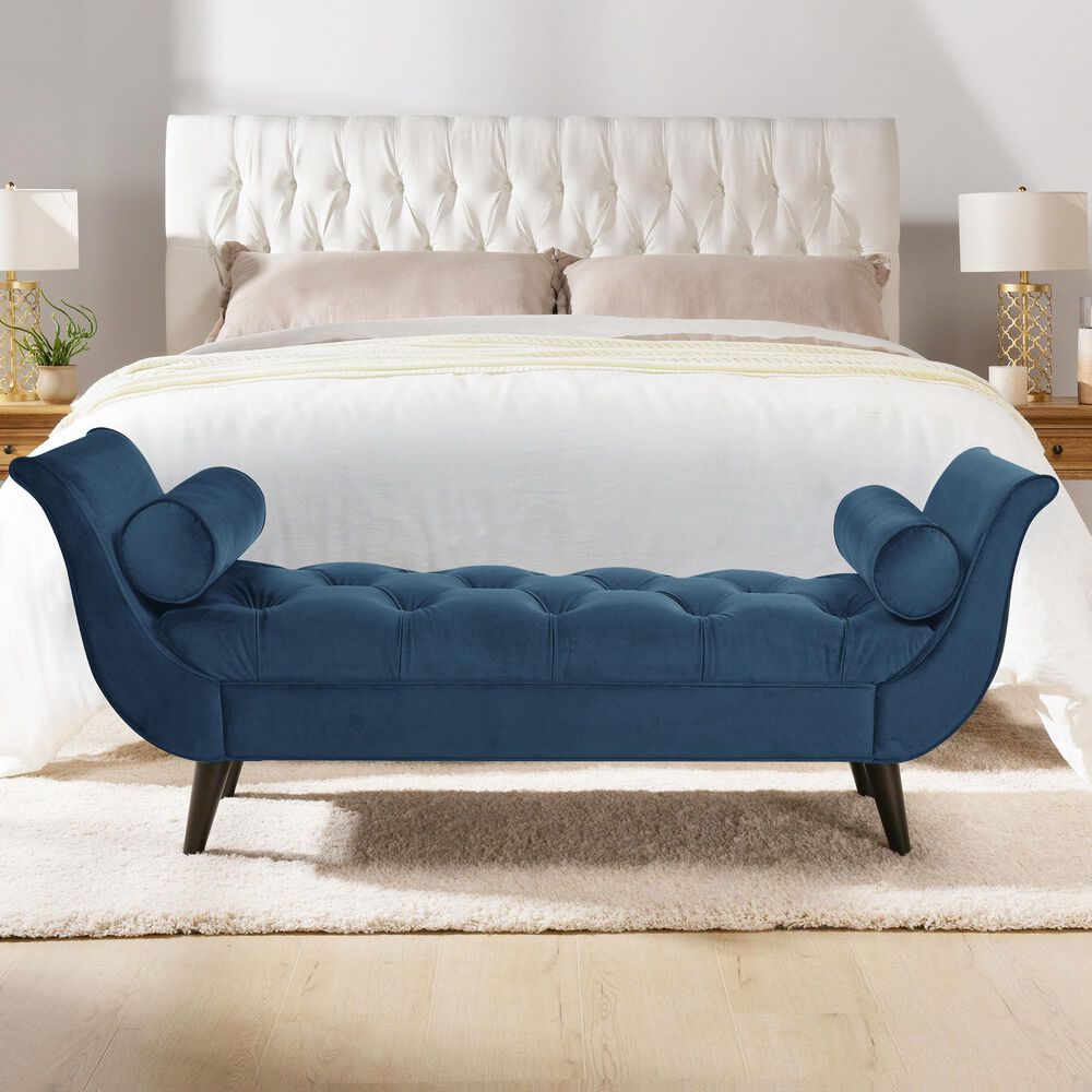 Jennifer Taylor Home Alma Entryway Bench in Satin Teal Blue NFM