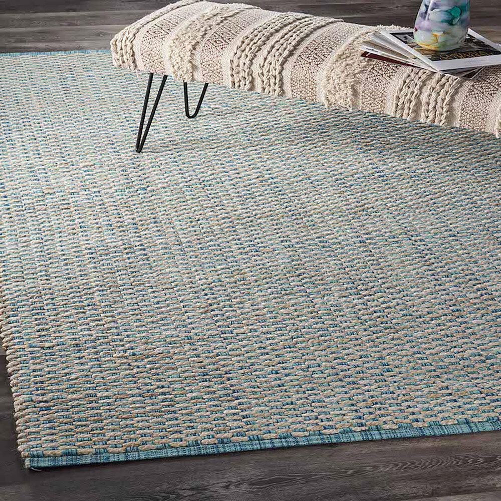 L&amp;R Resources Bleached Naturals 81436 7&#39;9&quot; x 9&#39;9&quot; Bleach, Blue and Ivory Area Rug, , large