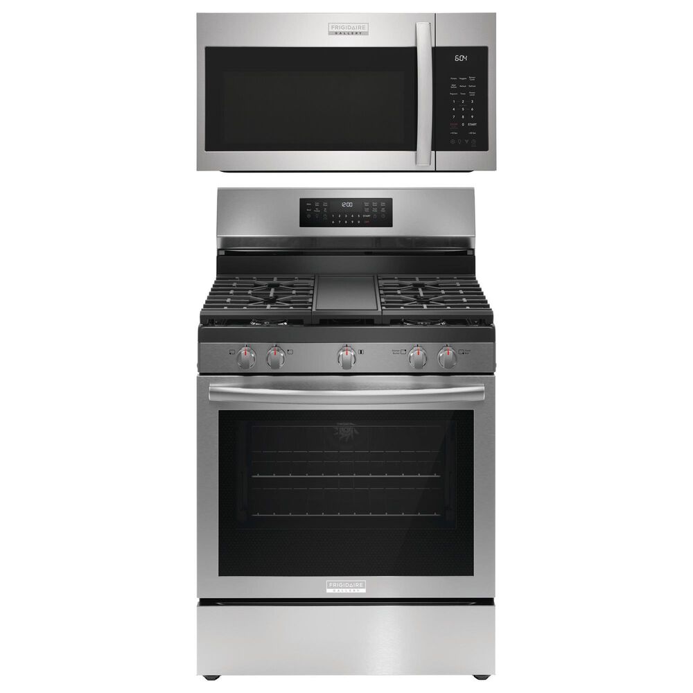 Frigidaire Gallery 2-Piece Kitchen Package with 5.1 Cu. Ft. Gas Range and 30" Over-The-Range Microwave in Stainless Steel, , large