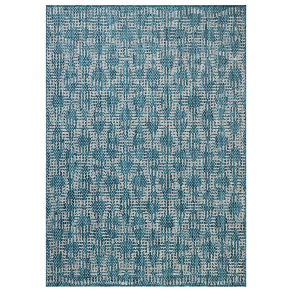 Loloi Easton Fog and Teal 2&#39;3&quot; x 3&#39;9&quot; Indoor/Outdoor Area Rug, , large