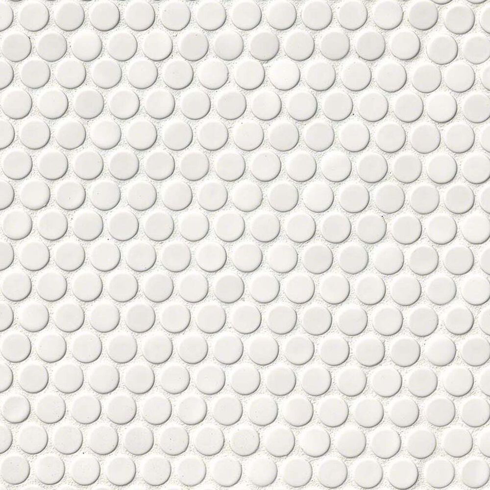 MS International White Glossy 12" x 12" Penny Round Mosaic Tile, , large