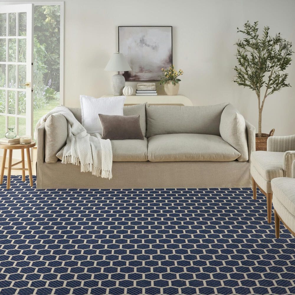 Nourison Twist Reversible 9&#39; x 12&#39; Navy Indoor/Outdoor Area Rug, , large