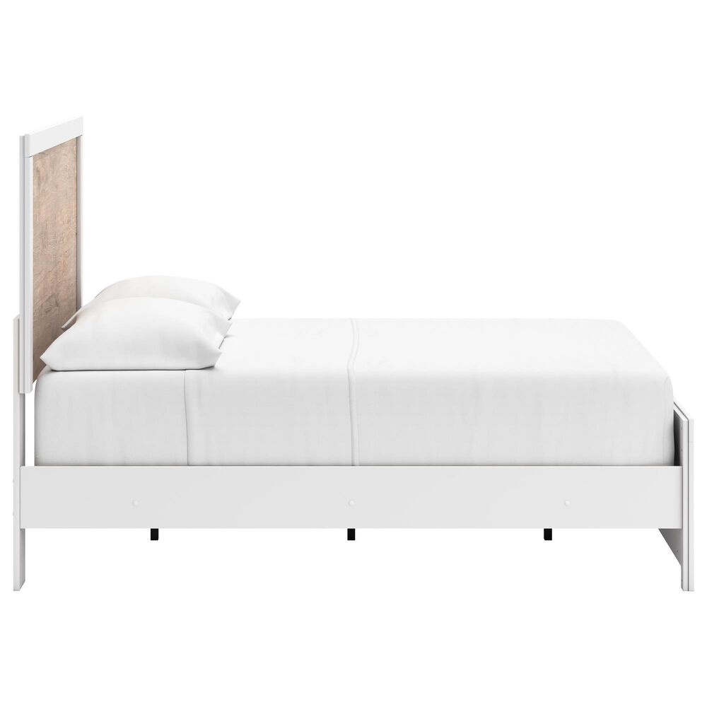 Ashley Charbitt Full Panel Bed in Oak Grain and Matte White, , large