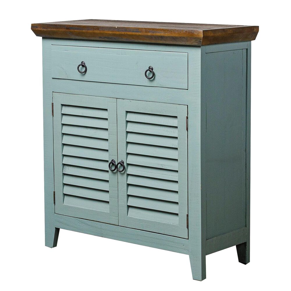 Rustic Imports Small Cabinet in Beach Blue with Raftwood Top, , large