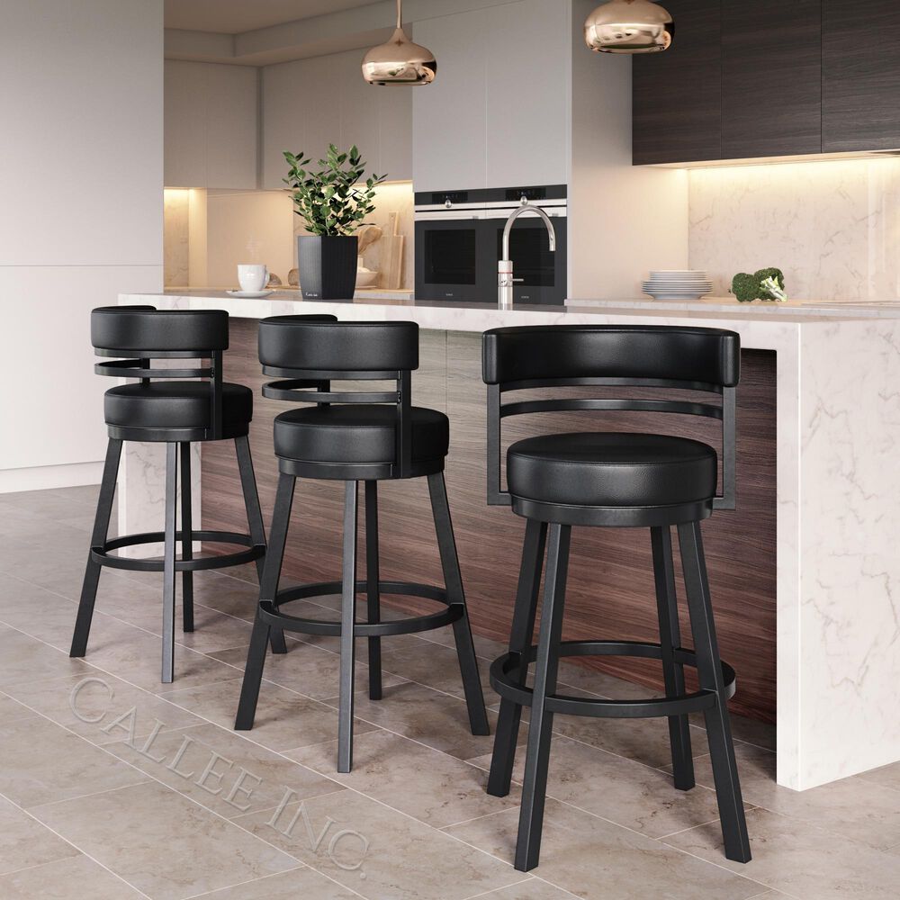 Delaware Dining Ambridge 26&quot; Swivel Barstool in Pebblestone/Black, , large