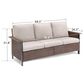 Sunwell Garden 32"H 3-Seater Outdoor Sofa with Ergonomic Design and Beige Cushions in Brown, , large