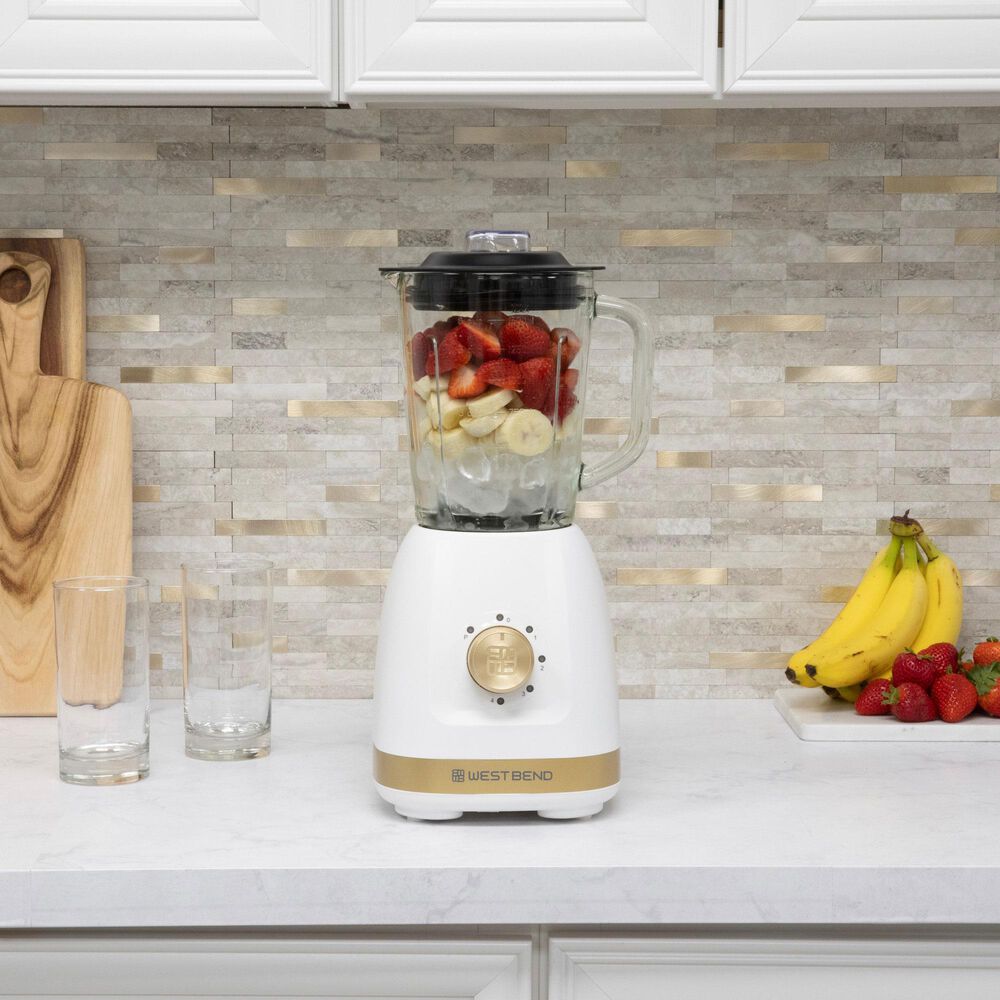 West Bend Timeless 48 Oz Multi-Function Blender with Travel Cup in White, , large