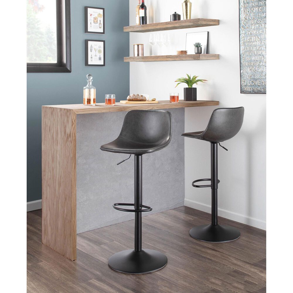 Lumisource Duke Adjustable Barstool in Grey and Black &#40;Set of 2&#41;, , large