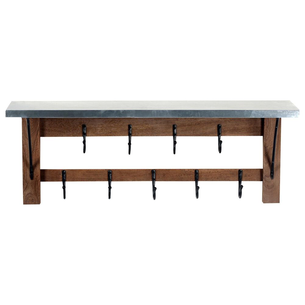 Bolton Furniture Millwork Double Row Hook Shelf in Light Brown and Silver, , large