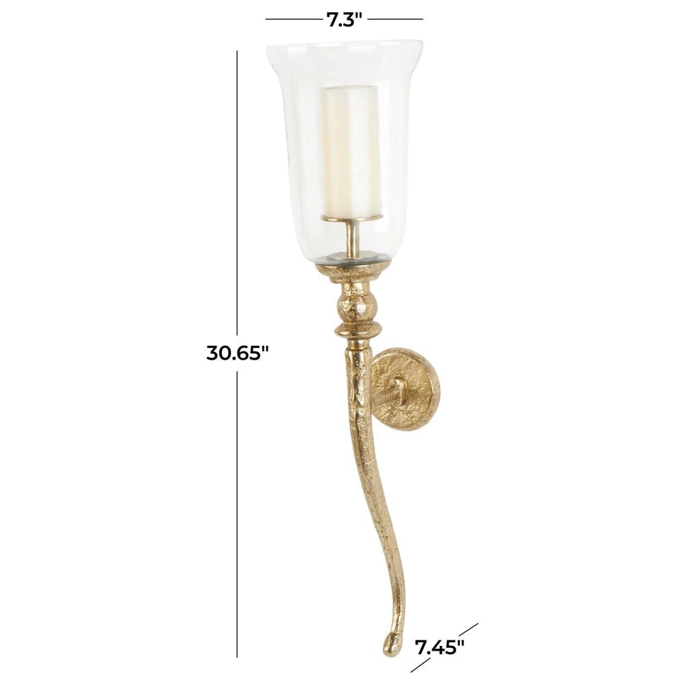 Maple and Jade Textured Indoor/Outdoor Wall Sconce in Gold and Clear &#40;Set of 2&#41;, , large