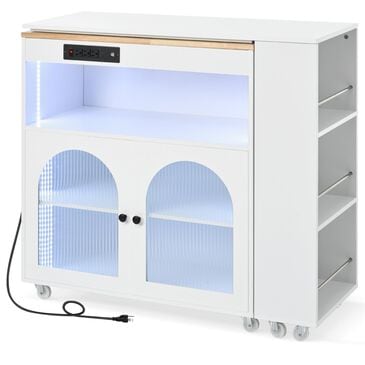 HOMLUX 56" Kitchen Island with Extended Table in White, , large