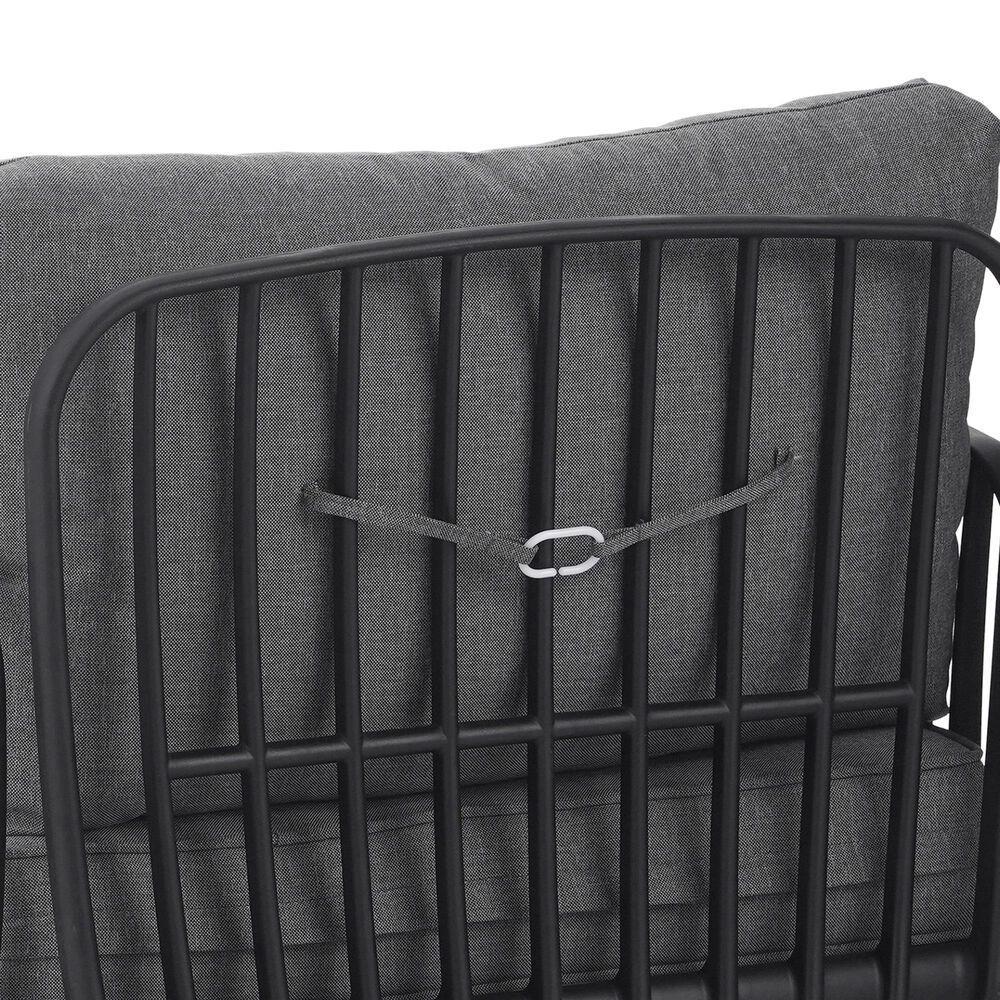 Hearth and Haven Patio Club Chair with Dark Gray Cushion in Black, , large
