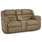 HomeStretch Gambler Manual Double Reclining Loveseat with Console in Bridgestone Truffle Brown, , large