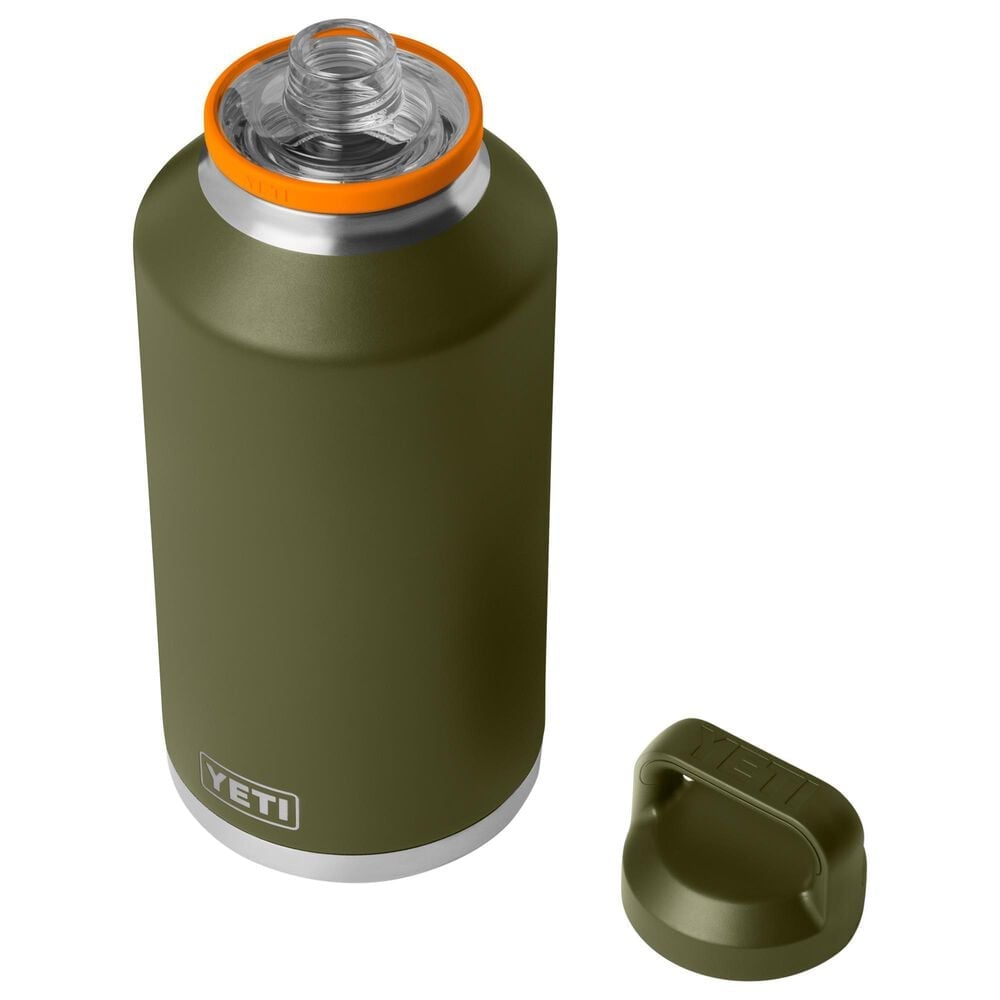 YETI Rambler 64 Oz Water Bottle with Color-Blocked Chug Cap in Olive and King Crab Orange, , large