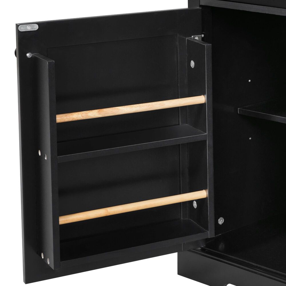 HOMLUX 54.9" Kitchen Island with Drop Leaf in Black and Brown, , large