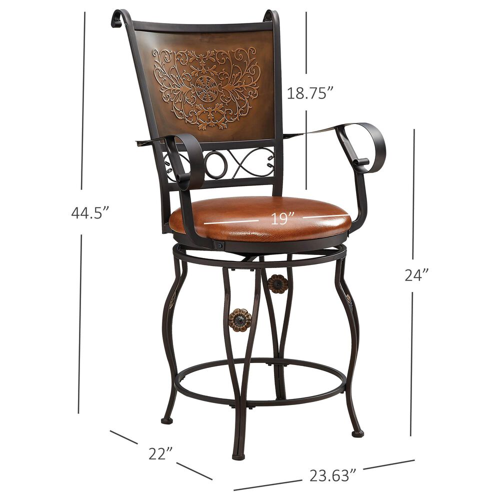 Linon Home Decor Beatrix Swivel Counter Stool in Bronze, , large