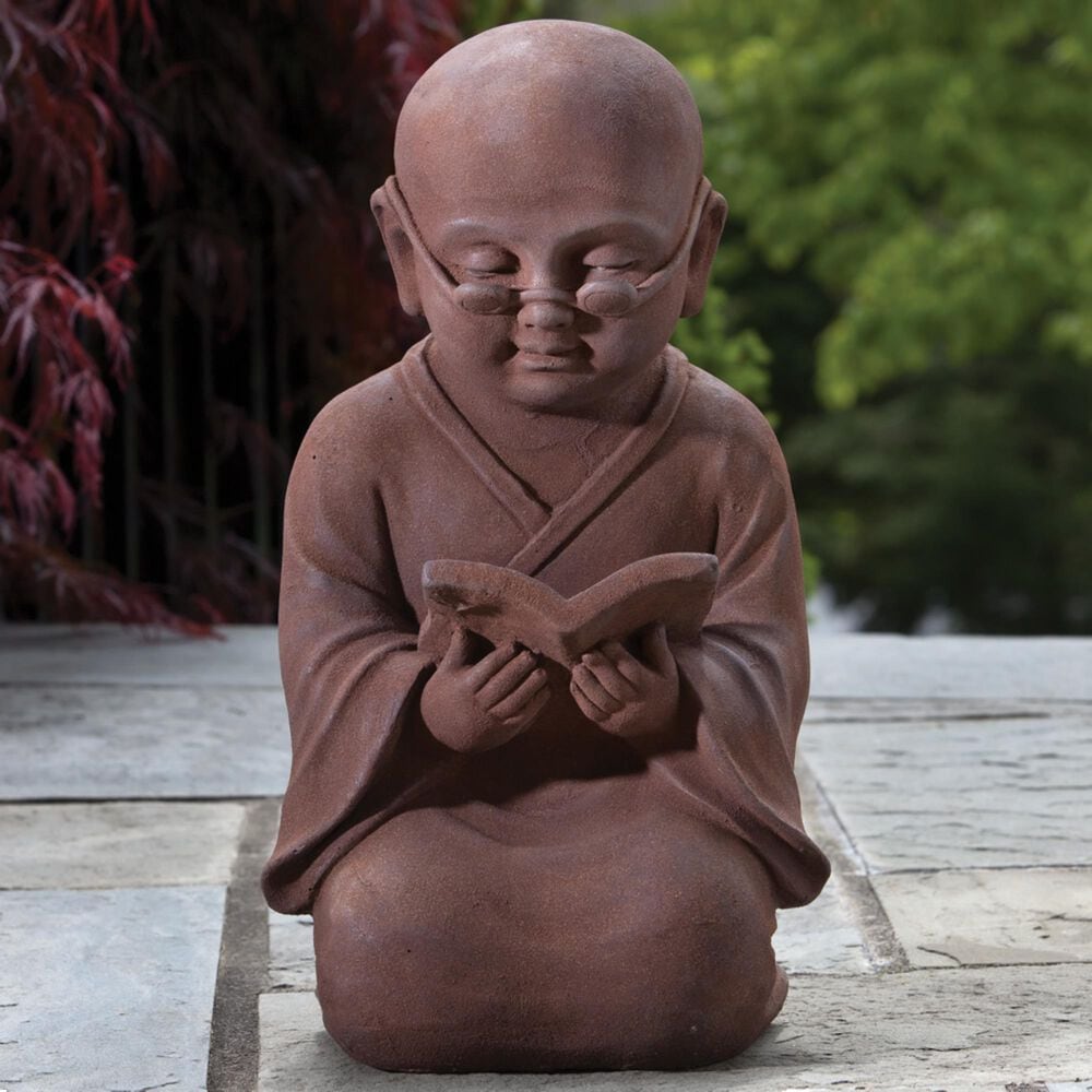 Alfresco Home Reading Buddha Patio Statue in Antique Rust, , large